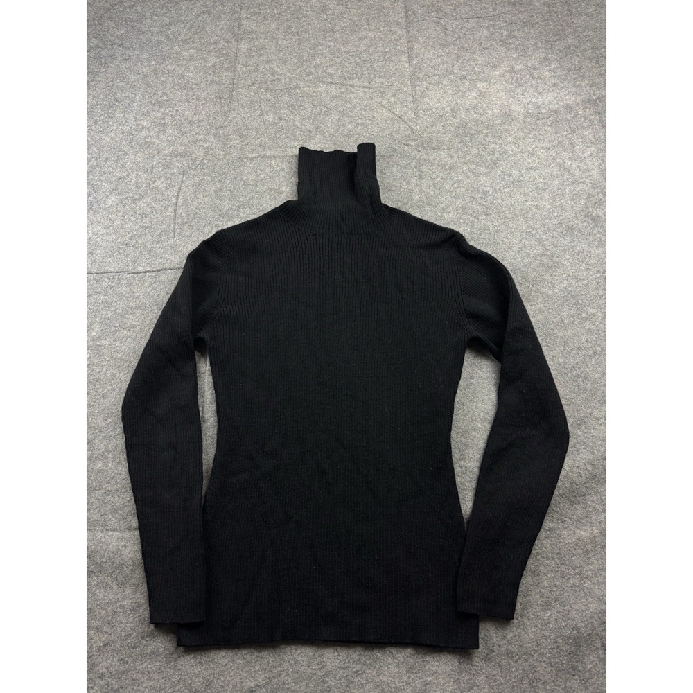 Black Turtleneck Ribbed Women's Sweater